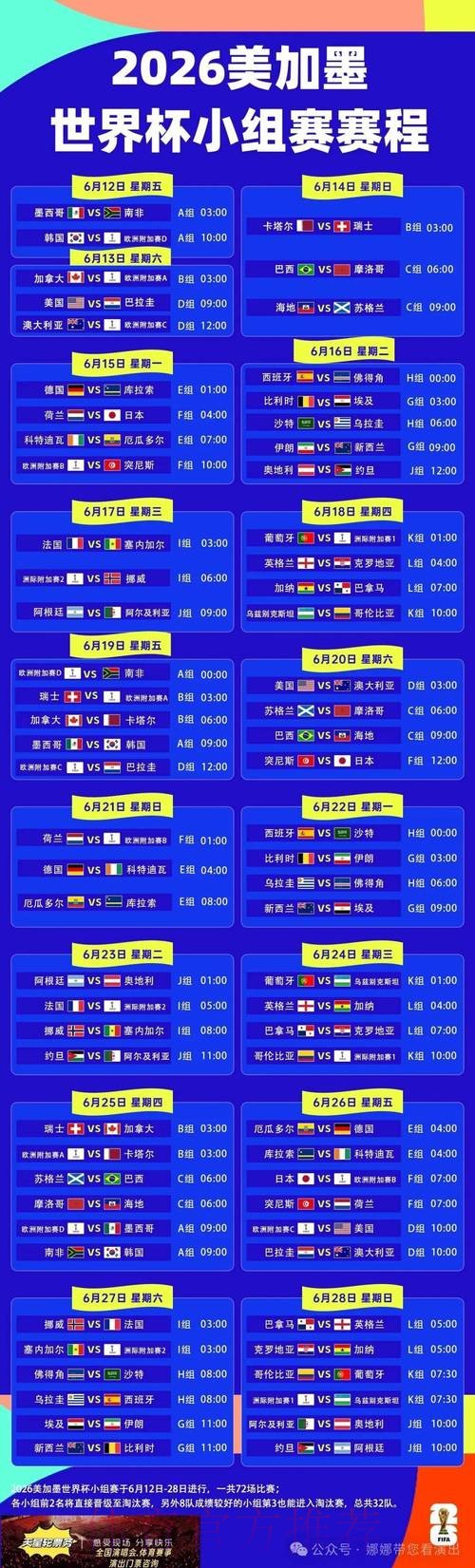 2026世界杯完整赛程详细安排实时赛程怎么查